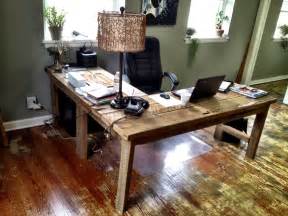 Distressed L Shaped Used Wood Computer Desk With Apron And Square