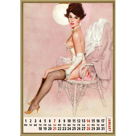 Sold Price FRITZ WILLIS Risque Pin Up Girl Complete Calendar August