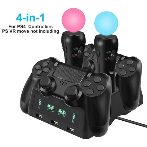 4 In 1 Controller Charging Dock Station Stand For Playstation Ps4move