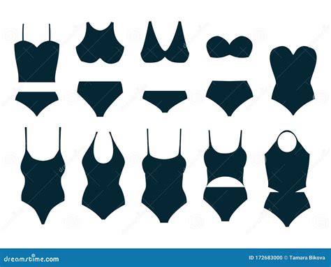 Set Of Women S Swimsuits Stock Illustration Illustration Of Silhouette