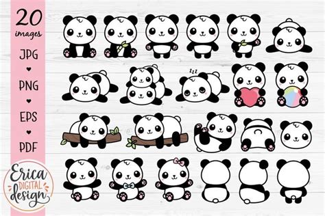 Panda Clipart Bundle 20 Cute Baby Pandas Printable Stickers 968018