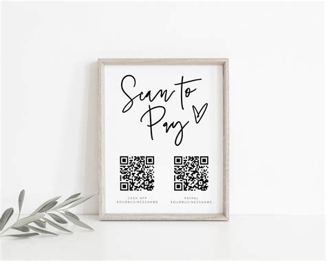 Scan To Pay Sign Qr Code Sign Template Small Business Etsy
