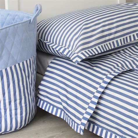 Blue Stripe Duvet Cover And Pillowcase Set Single Etsy