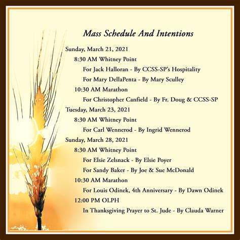 Mass Intentions March 21 2021 Catholic Community Of St Stephens