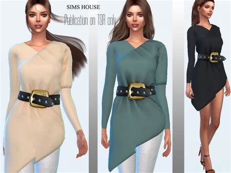 Tunic Long Sleeve With A Wide Belt By Sims House At Tsr Sims 4 Updates