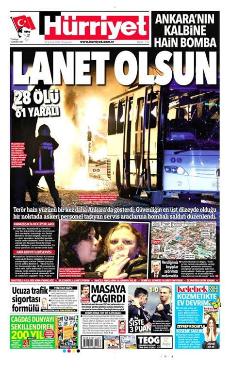 Ankaradaki hain saldırı gazete manşetlerinde Son dakika haberleri