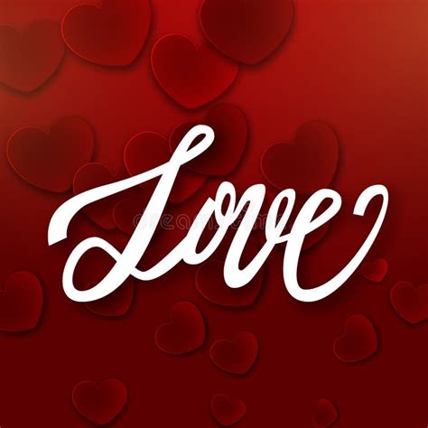I Love You Handwritten Brush Pen Lettering On Red Hearts Background