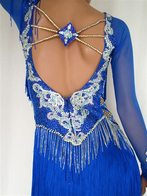 Blue And Silver Fringe Latinsalsa Dance Dress Etsy