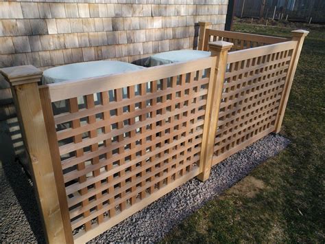 Fence panels to hide pool equipment. A/C Screen. | Fence around pool, Cedar fence, Hide trash cans