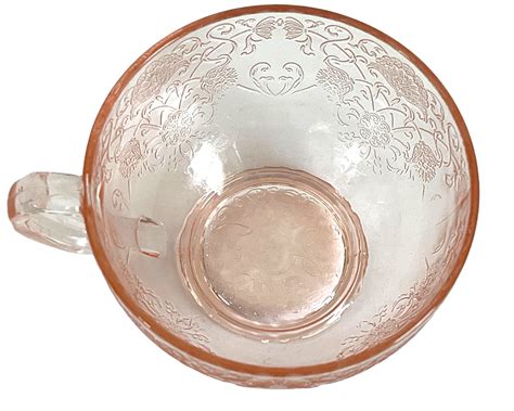 4 Hazel Atlas Florentine Pink Depression Glass Footed Cups Saucers Ca