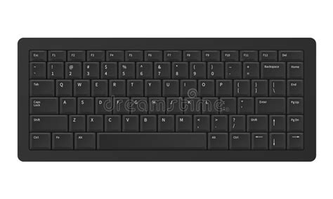 Black Keyboard Realistic Modern Qwerty Keypad Digital Panel Buttons