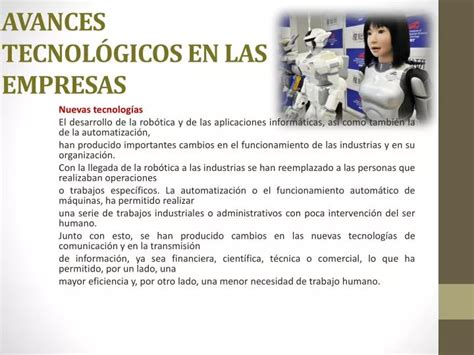 PPT AVANCES TECNOLÓGICOS EN LAS EMPRESAS PowerPoint Presentation