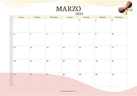 Calendarios Marzo 2024 ️ Para Imprimir Pdf