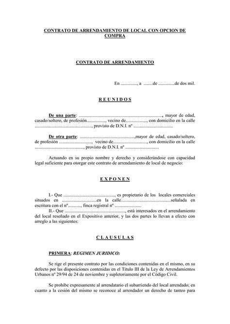 Contrato De Arrendamiento De Local Comercial Alquiler Kulturaupice