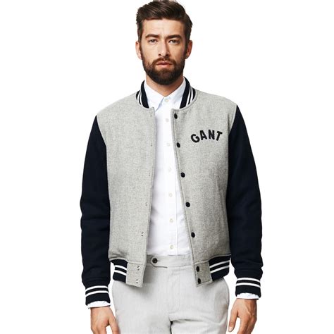 Gant Mens Winter Varsity Jacket Vintage Grey Me Official Site