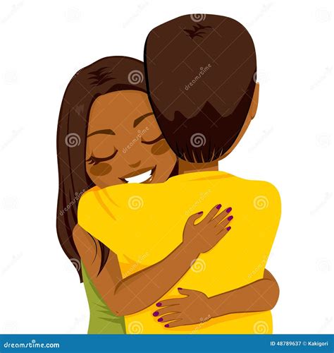 African American Woman Hugging Stock Vector Image 48789637