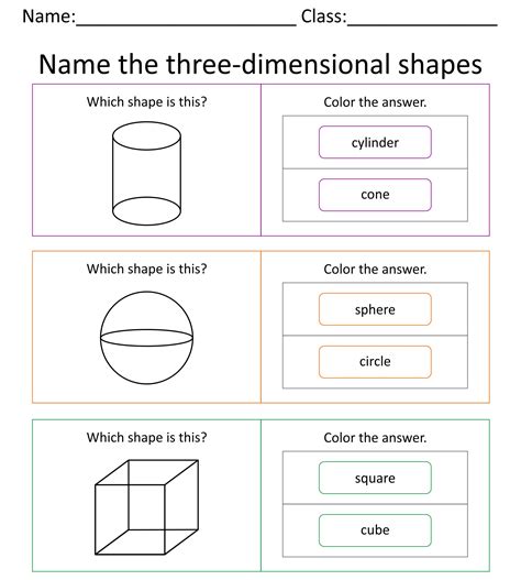 3d Shapes Worksheet For Kindergarten