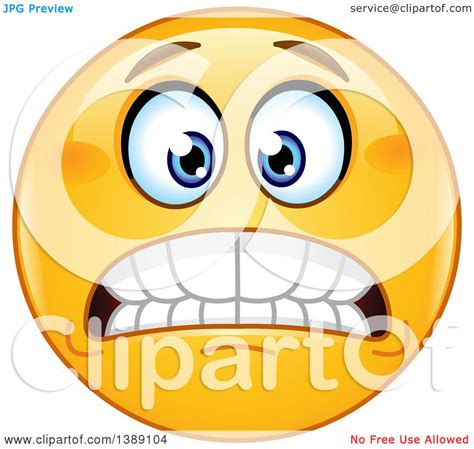 Clipart Of A Grimacing Yellow Emoticon Emoji Smiley Face Royalty Free