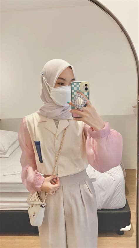 Mirror Selfie Pakaian Estetika Gaya Model Pakaian Gaya Hijab Kasual