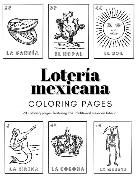 Mexican Lotería Coloring Pages Etsy