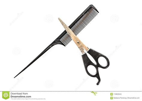 Comb And Scissors Set Barber Isolated On White Background Stock Image