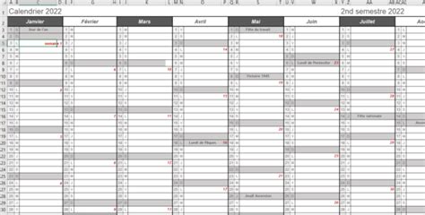 Modele Calendrier Excel 2022 Calendrier Semaines 2022