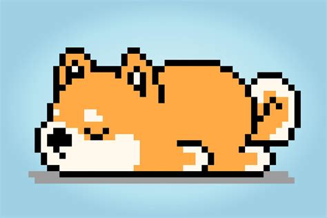 8 Bit Pixels Shiba Inu Dog Is Sleeping Animal Pixels For Asset Games
