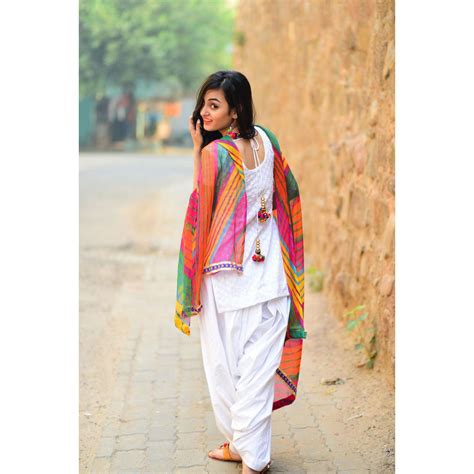 White Color Cotton Patiala Salwar Suit With Colorful Dupatta Salwar