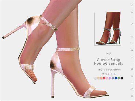 The Sims Resource Clover Strap Heeled Sandals By Darknightt Sims 4