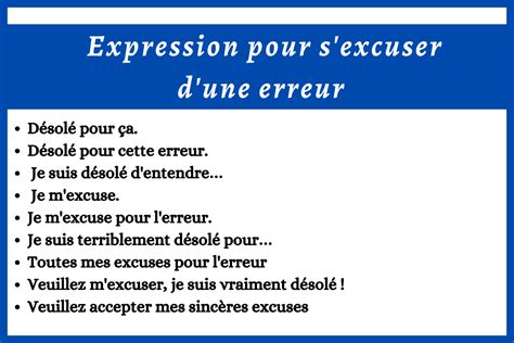 Expression pour s'excuser d'une erreur