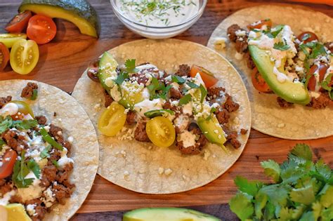 Ground Beef Tacos With Spicy Lime Zest Crema 1855 Beef