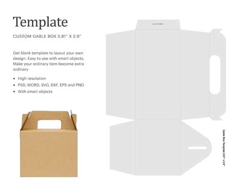 Gable Box Template 581x29 T Box Template Mini Gable Box Blank