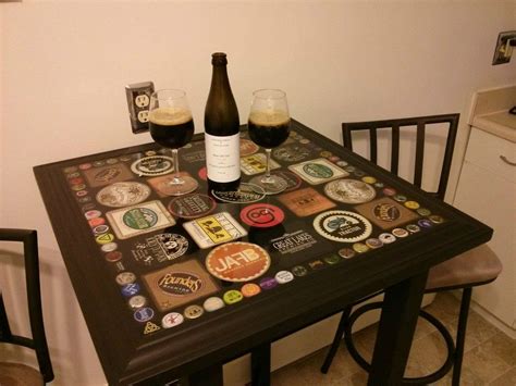 Explore diemulus' photos on flickr. Beer bottle cap and coaster table | Beer cap table, Bottle ...