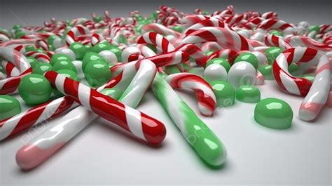 Bunch Of Red Green And White Candy Canes Background 3d Render