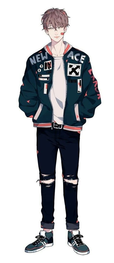 An Anime Character Wearing Ripped Jeans And A Jacket