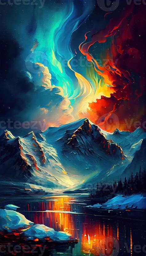 Mystical Scenic Glacial Fantasy Dreamscape Aurora Ai Generated