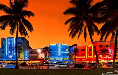 Sunset Over Ocean Drive At South Beach Miami Copyright Justin
