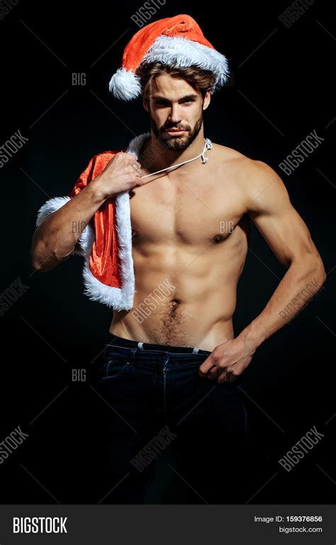 Christmas Sexy Muscular Santa Man Image Photo Bigstock