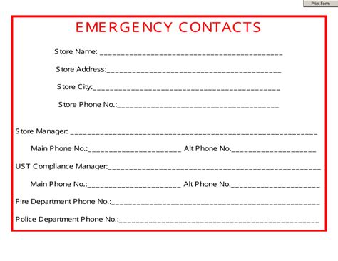 Free Employee Emergency Contact Form Pdf Word Eforms Emergency