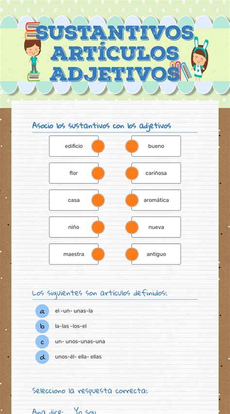 Sustantivos ArtÍculos Adjetivos Interactive Worksheet By Graciela