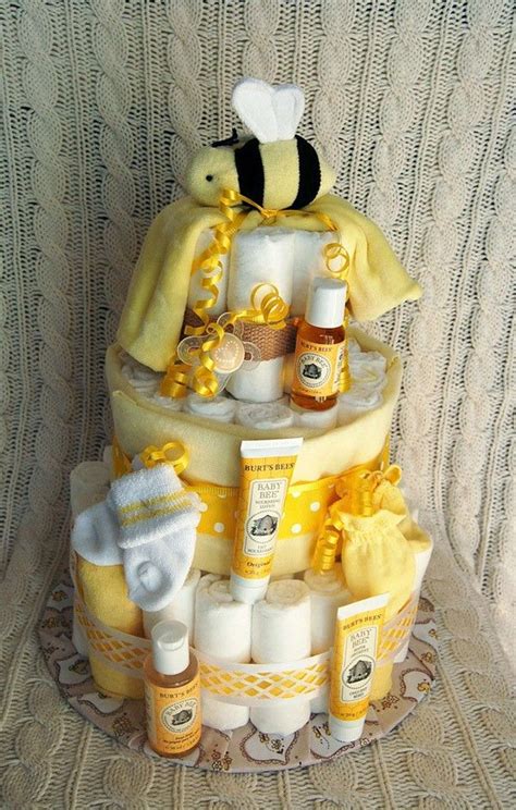 Fun ideas for a bumble bee baby shower. Burts Bees Diaper Cake | Practical baby shower gifts ...