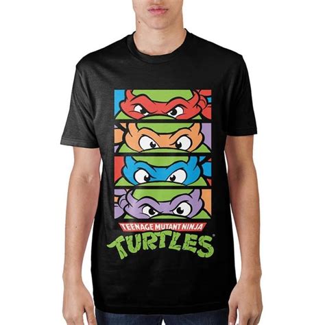 Teenage Mutant Ninja Turtles 4 Panel Black T Shirt Awesome Shirt