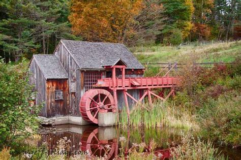 Guildhall Grist Mill In Fall Colors New England Fall Foliage
