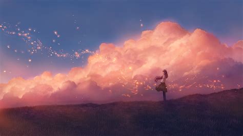 Tumblr night sky aesthetic desktop wallpaper. 1920x1080 Anime Girl Sky Clouds Laptop Full HD 1080P HD 4k ...