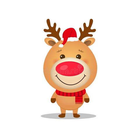 Vector Cute Cartoon Reindeerchristmas Characterreindeer With Santa