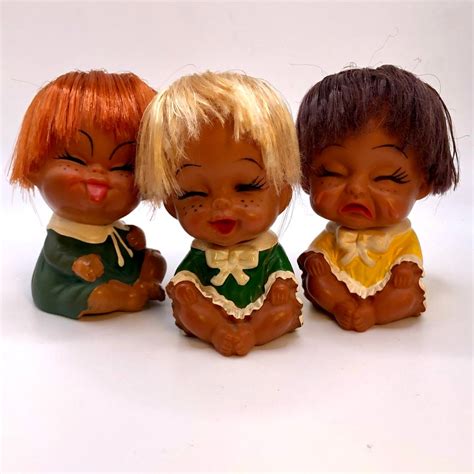 Vintage Moody Cuties Rubber Dolls Made In Korea 1960s Lot Of 3 Etsy