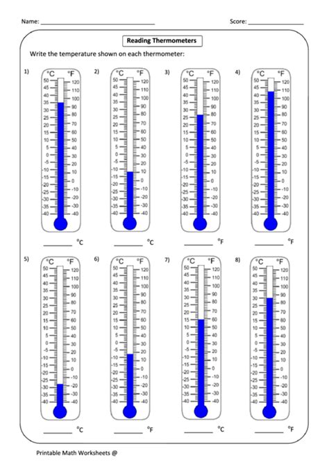 Reading Thermometers Worksheet With Answers Printable Pdf Download