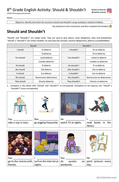 Should And Shouldnt English Esl Worksheets Pdf And Doc