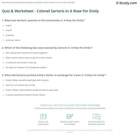 …that was an allegorical title; Quiz & Worksheet - Colonel Sartoris in A Rose For Emily ...