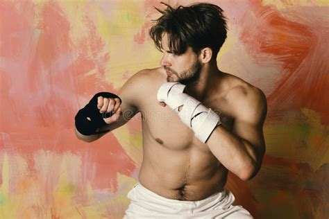 Karate Fighter With Fit Strong Body Gets Ready To Fight Stock Image Image Of Judo Fight